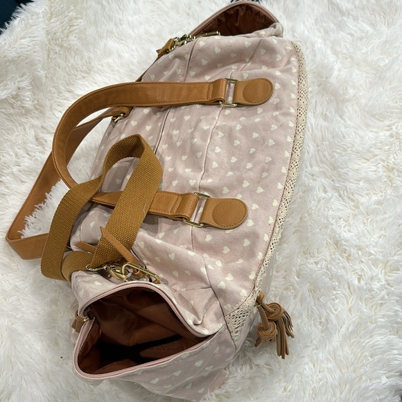 Target mossimo travel duffel weekender pink heart canvas bag - Picture 8 of 9